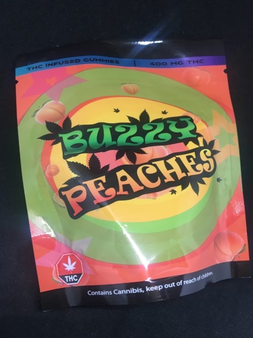 buzzy peaches scaled - #3 The 420 Flower Deal (Sativa, Hybrid, Indica) 5 Oz + 5x400MG Gummy + 1g Hash + 1g Mario Pen