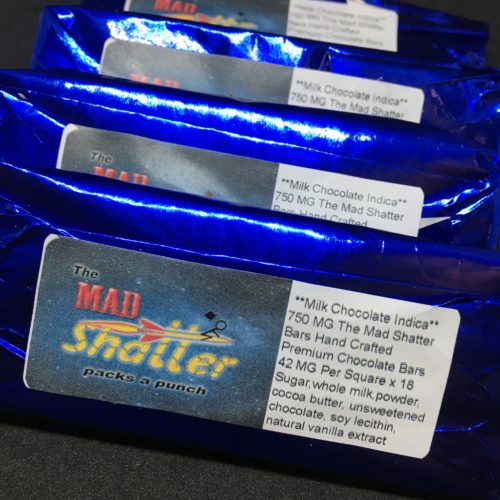 milk chocolate indica mad shatter scaled - The Mad Shatter Bars 750 Mg Milk Chocolate Indica