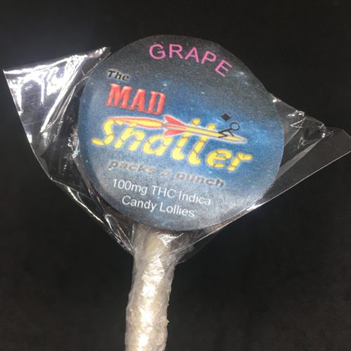 grape lollie mad shatter scaled - The Mad Shatter Grape Lollies 100mg THC Indica
