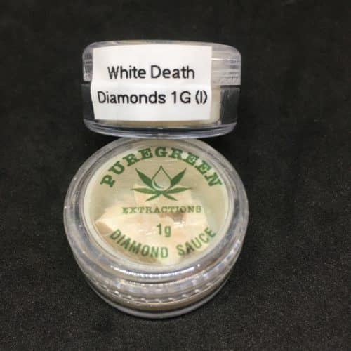white death diamonds scaled - White Death HTFSE Diamonds Indica Pure Green Extractions B.C