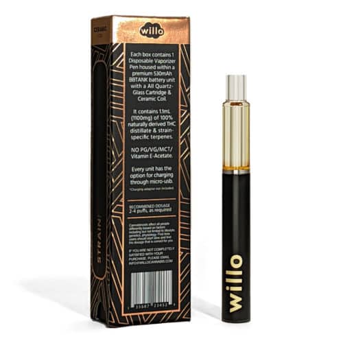 willo thc dissposable back - Jet Fuel Gelato 1.1g THC Premium Willo Disposable Pen Sativa