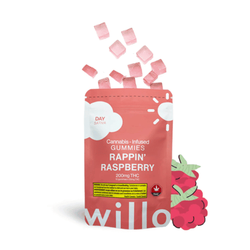 Willo 200mg THC Rappin Raspberry Day Gummies - Willo Gummies – Rappin Raspberry (200mg Day/Focus/Energy) Sativa