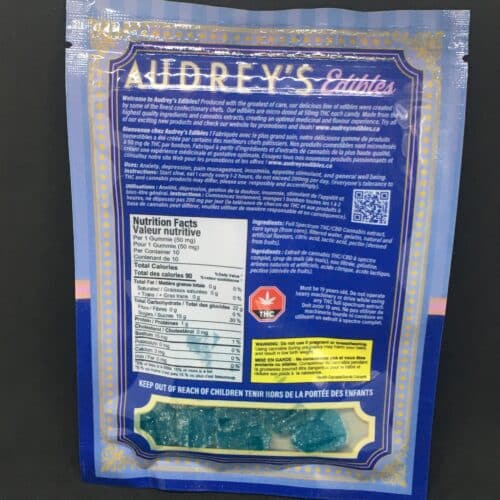audreys back blue scaled - Audrey's Blue Raspberry Beret 500mg Craft Gummies