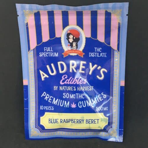 audreys blue raspberry scaled - Audrey's Blue Raspberry Beret 500mg Craft Gummies