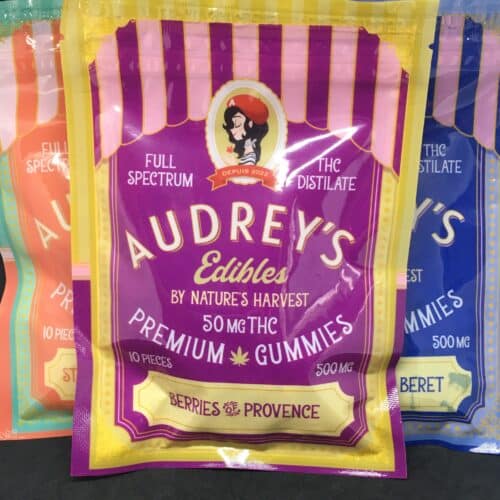 audreys mix 2 scaled - Audrey's Blue Raspberry Beret 500mg Craft Gummies