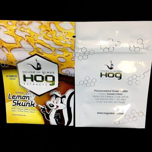 lemon skunk hog scaled - HOG Shatter - Lemon Skunk Hybrid