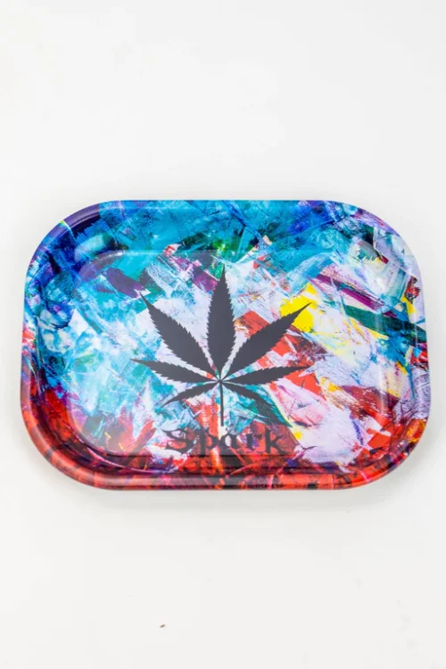 weed psychedelic tray.jpg - SPARK - Rolling Tray [SMALL] Colourful