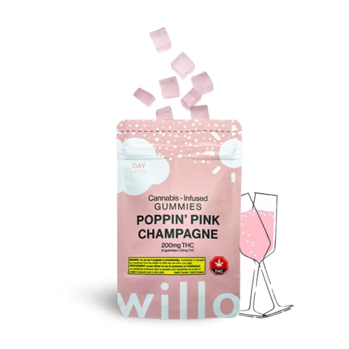 willo poppin pink THC - Willo Gummies 200mg THC Pink Champagne (Day)