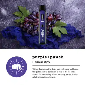 2ml flavour - 2000mg Willo THC Disposable Vape Pen - PURPLE PUNCH Indica Nightime