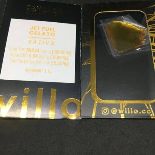 jet fuel gelato shatter willo scaled - Jet Fuel Gelato Premium Willo Shatter Sativa