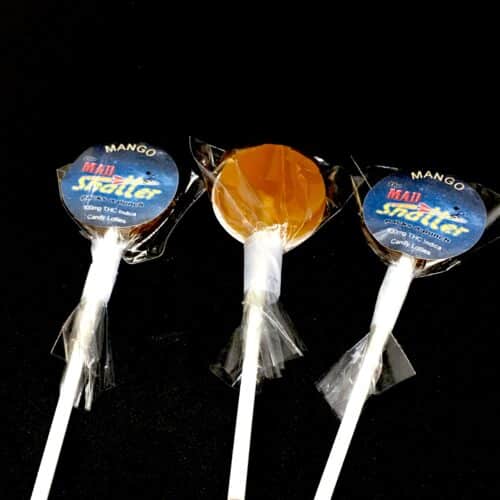mango mad shatter 3 lolly scaled - The Mad Shatter Mango Lollies 100mg THC Indica