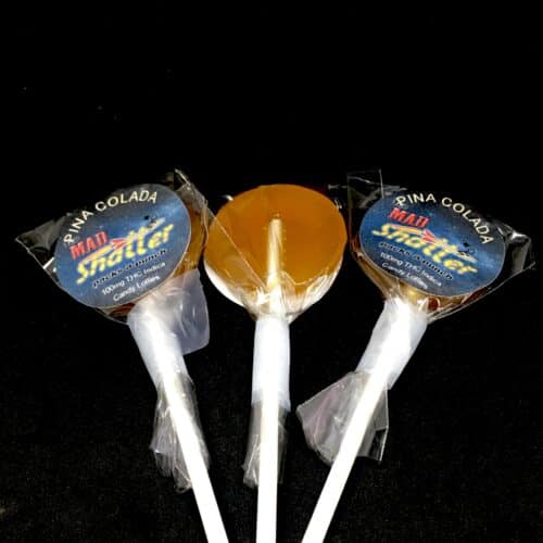 pina colada 3 lollies mad shatter scaled - The Mad Shatter Pina Colada Lollies 100mg THC Indica
