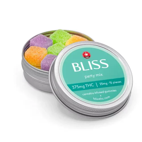 bliss product party mix 375 angle - Bliss Party Mix Gummies - 375mg THC