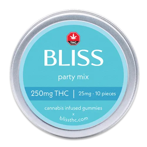 bliss tin 250 party - Bliss Party Mix Gummies - 250mg THC