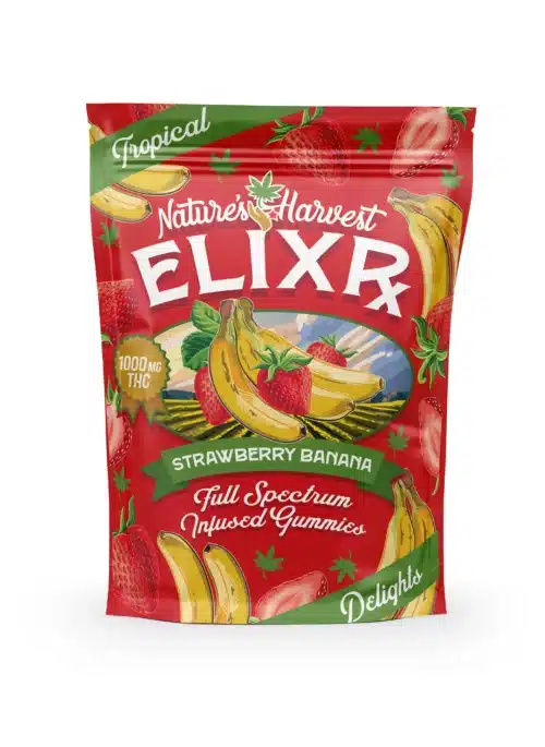 Elixr 1000mg Strawberry Banana.jpg scaled - Strawberry Banana 1000mg Gummy By Natures Harvest *** NEW DYNAMITE FLAVOUR